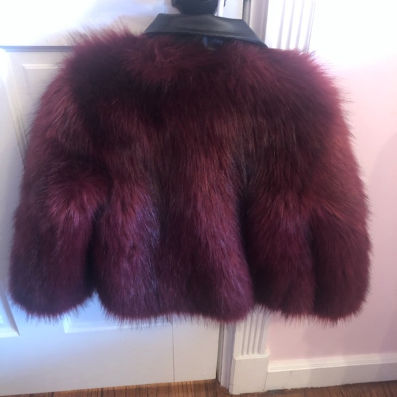 Faux fur and leather girls moto jacket. - Picture 3 of 3